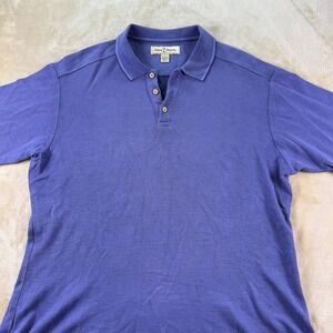 Tommy‎ Bahama Men's Polo Shirt Knit Silk Cotton Blend Purple Patterned L